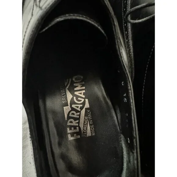FERRAGAMO Salvatore Men's Leather Cap Toe Brogue Oxford Black 11.5 - Picture 6 of 8